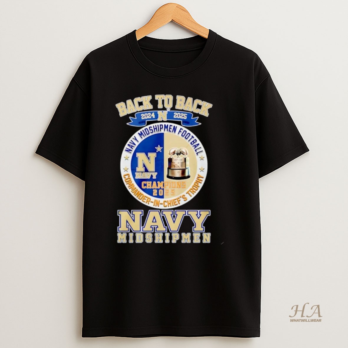 Official Navy Midshipmen 2025 Commander In Chiefs Trophy Champions Back To Back Christmas T Shirt