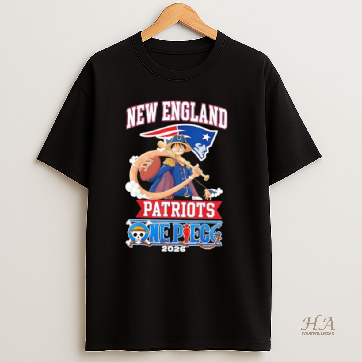 Official New England Patriots One Piece 2026 Luffy T Shirt