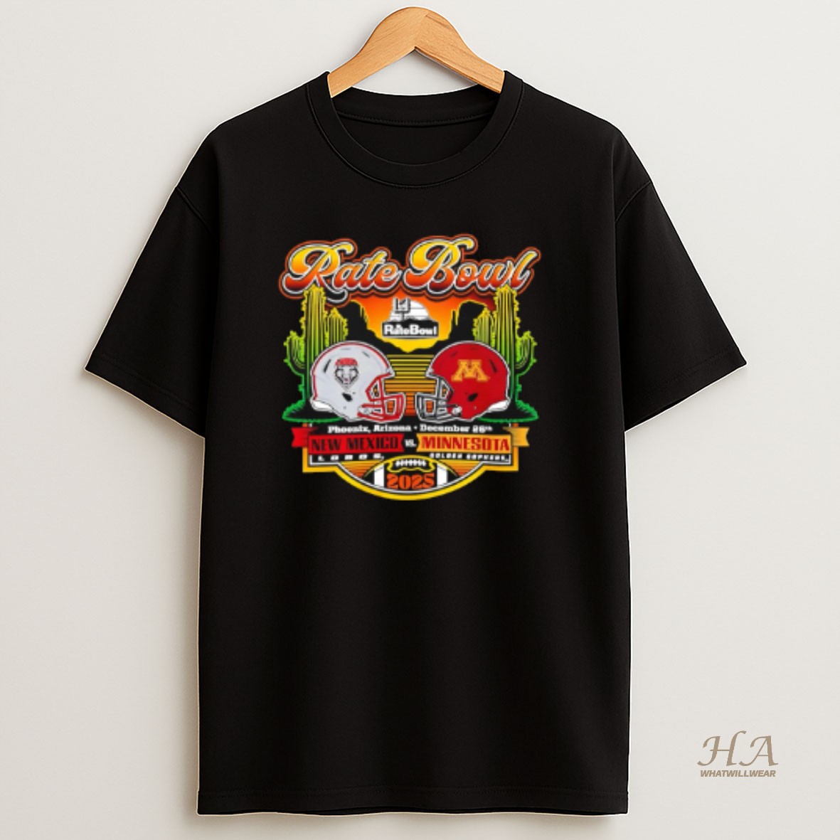 Official New Mexico Lobos Vs Minnesota Golden Gophers 2025 Rate Bowl Matchup T Shirt