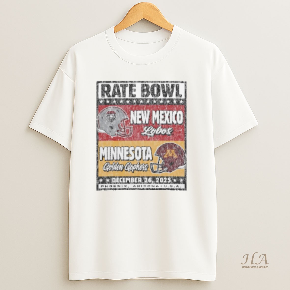 Official New Mexico Lobos Vs Minnesota Golden Gophers Rate Bowl 2025 Vintage T Shirt