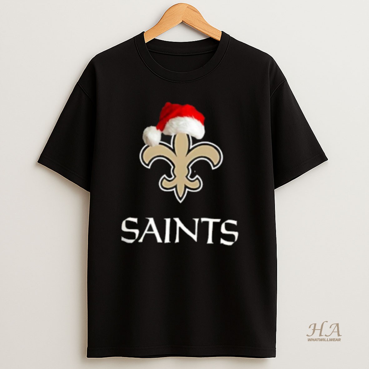 Official New Orleans Saints 2025 Santa Hat Logo Football Christmas T Shirt