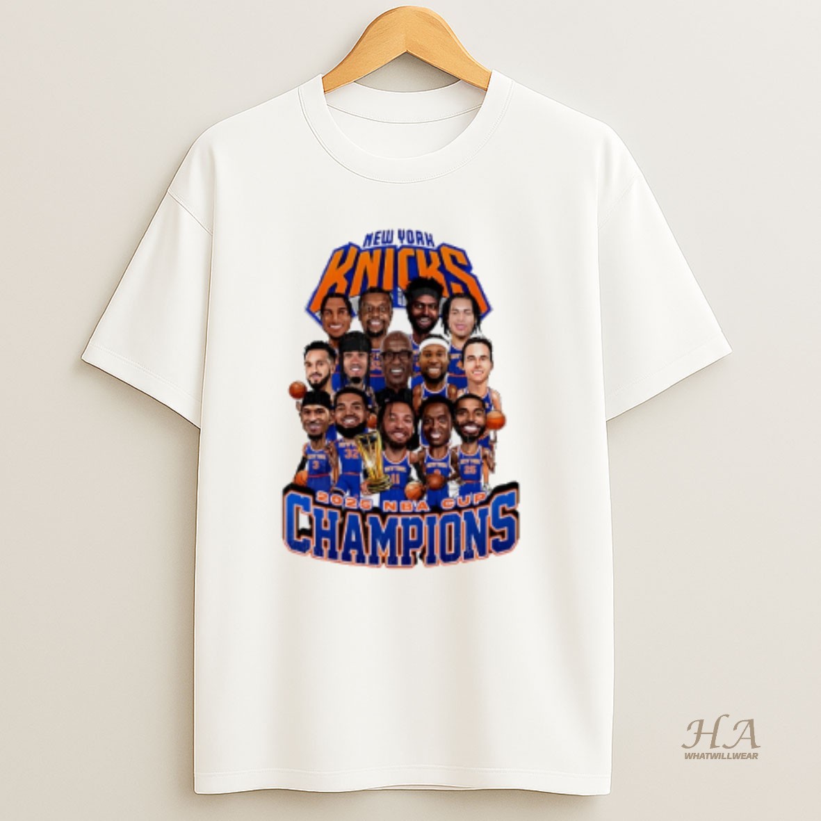 Official New York Knicks 2025 Nba Cup Champion Caricature T Shirt