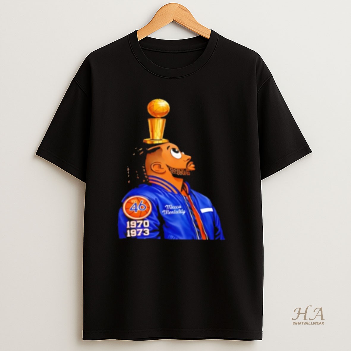 Official New York Knicks 2025 Nba Cup Champions Trophy Caricature T Shirt