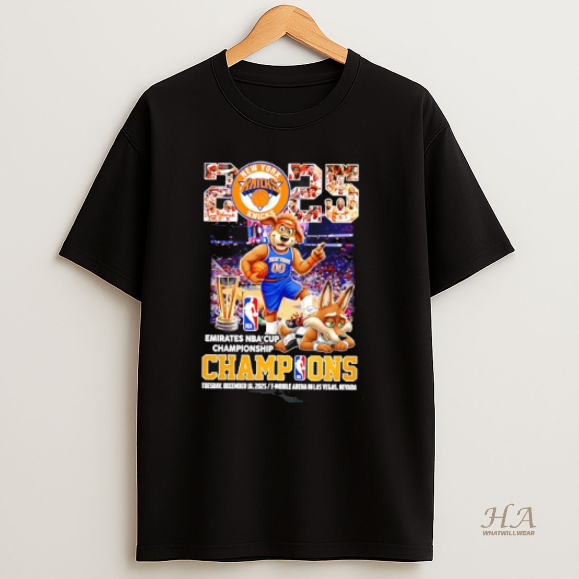 Official New York Knicks 2025 Nba Cup Champions Mascot T Shirt