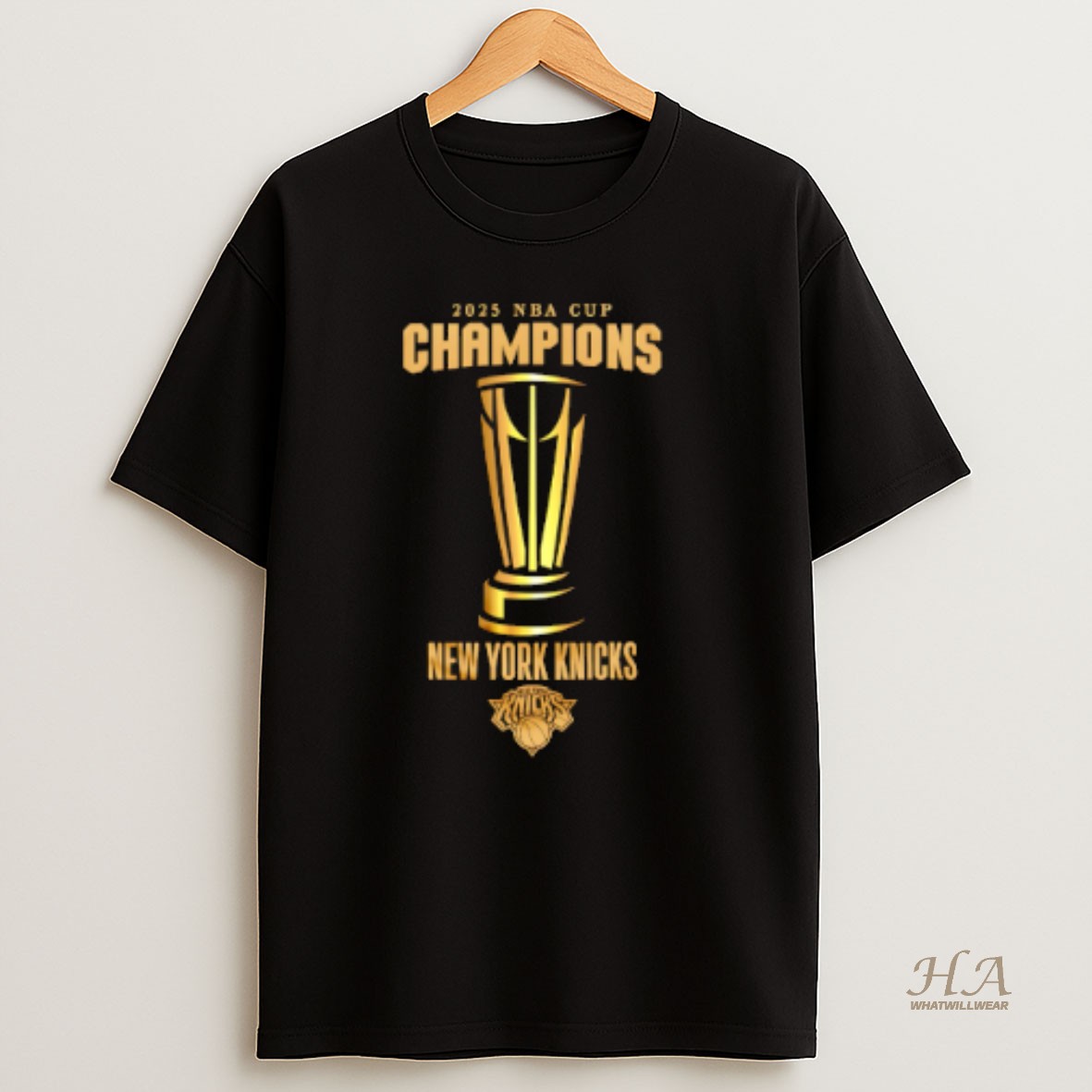 Official New York Knicks 2025 Nba Cup Champions Trophy Logo T Shirt
