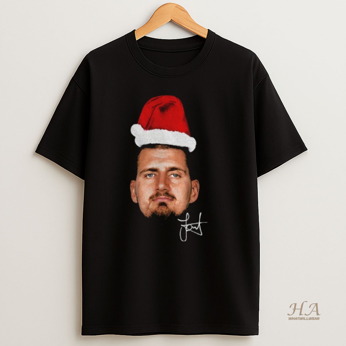 Official Nikola Jokic Santa Hat Ugly Christmas Denver Nuggets T Shirt