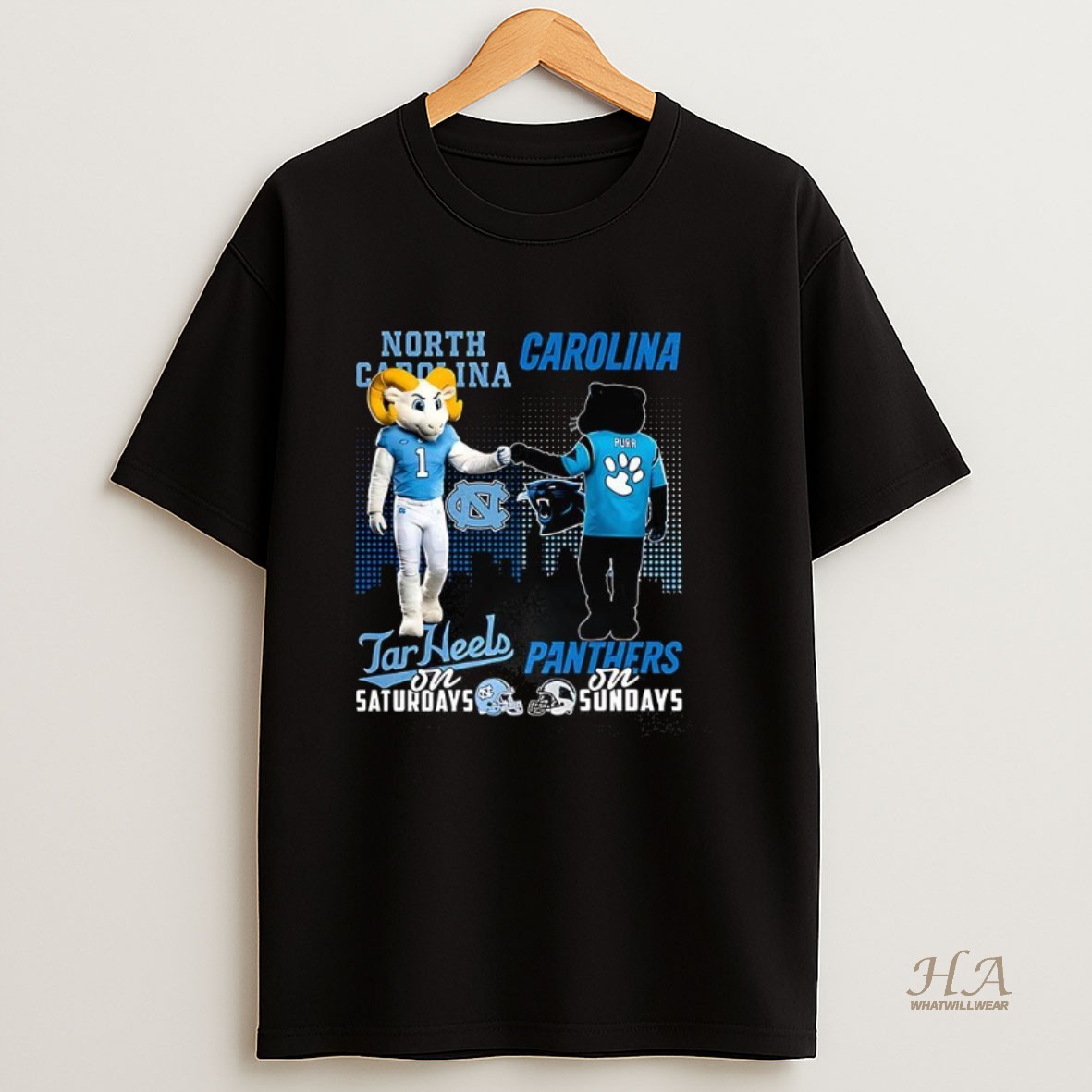 Official North Carolina Tar Heels On Saturdays Vs Carolina Panthers On Sundays Mascot Shirt