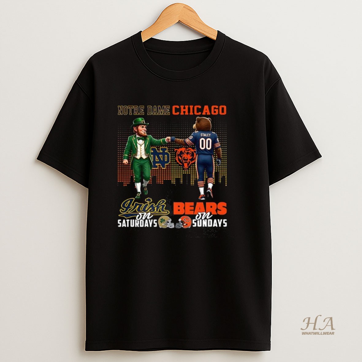 Official Notre Dame Fighting Irish On Saturdays Vs Chicago Bears On Sundays Mascot Shirt