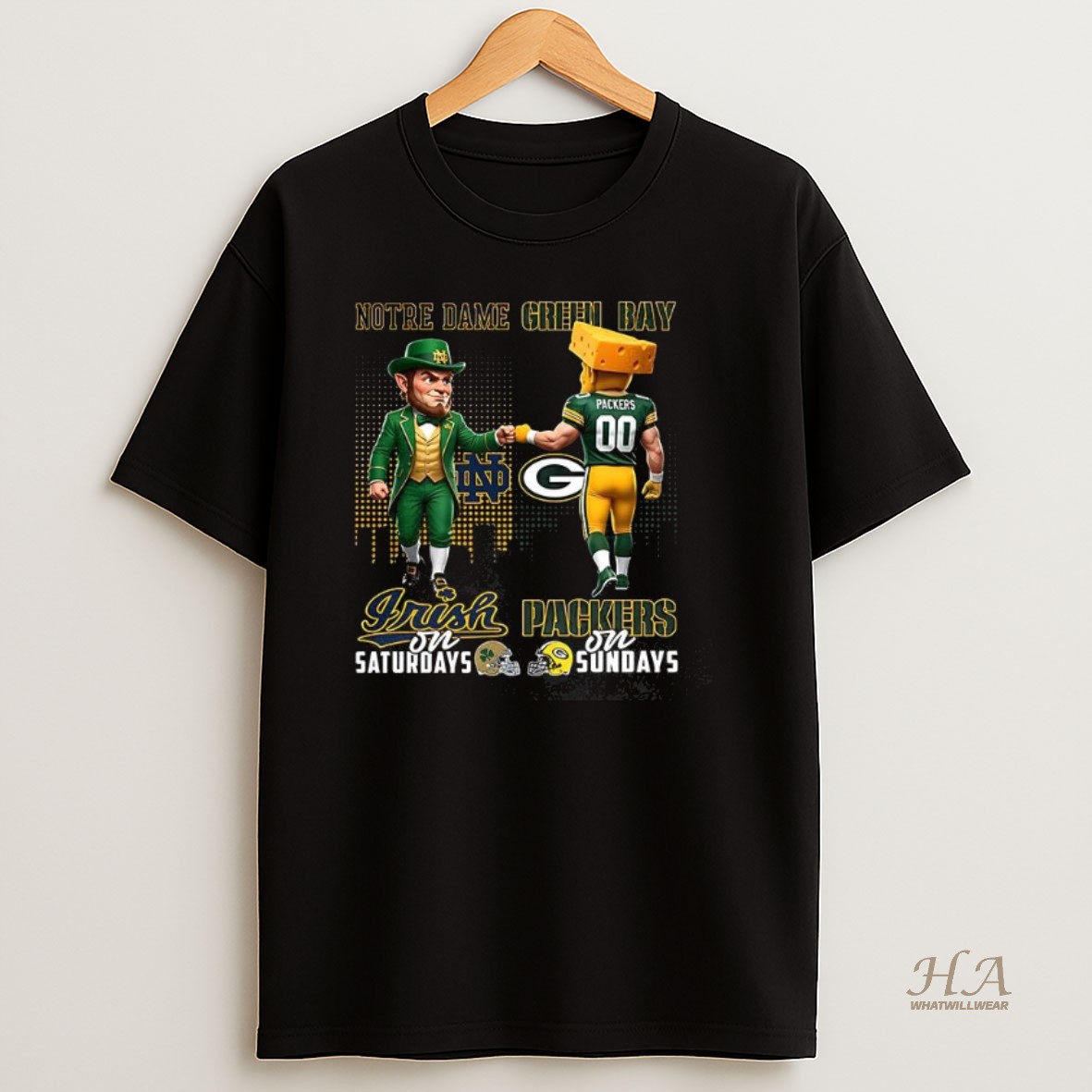 Official Notre Dame Fighting Irish On Saturdays Vs Green Bay Packers On Sundays Mascot Shirt