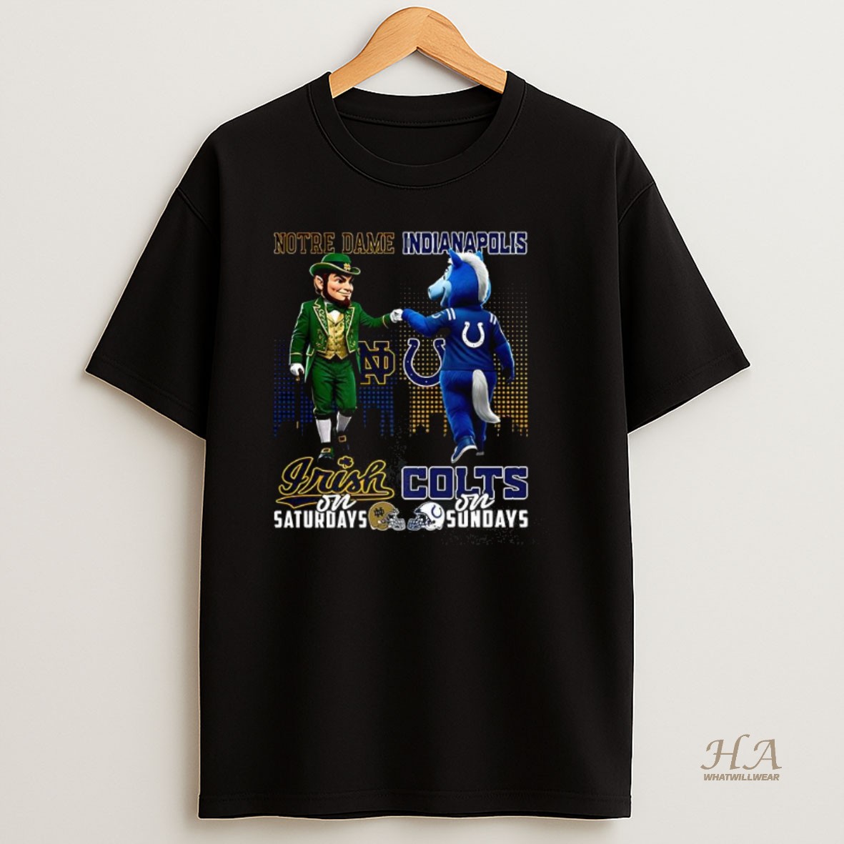 Official Notre Dame Fighting Irish On Saturdays Vs Indianapolis Colts On Sundays Mascot Shirt