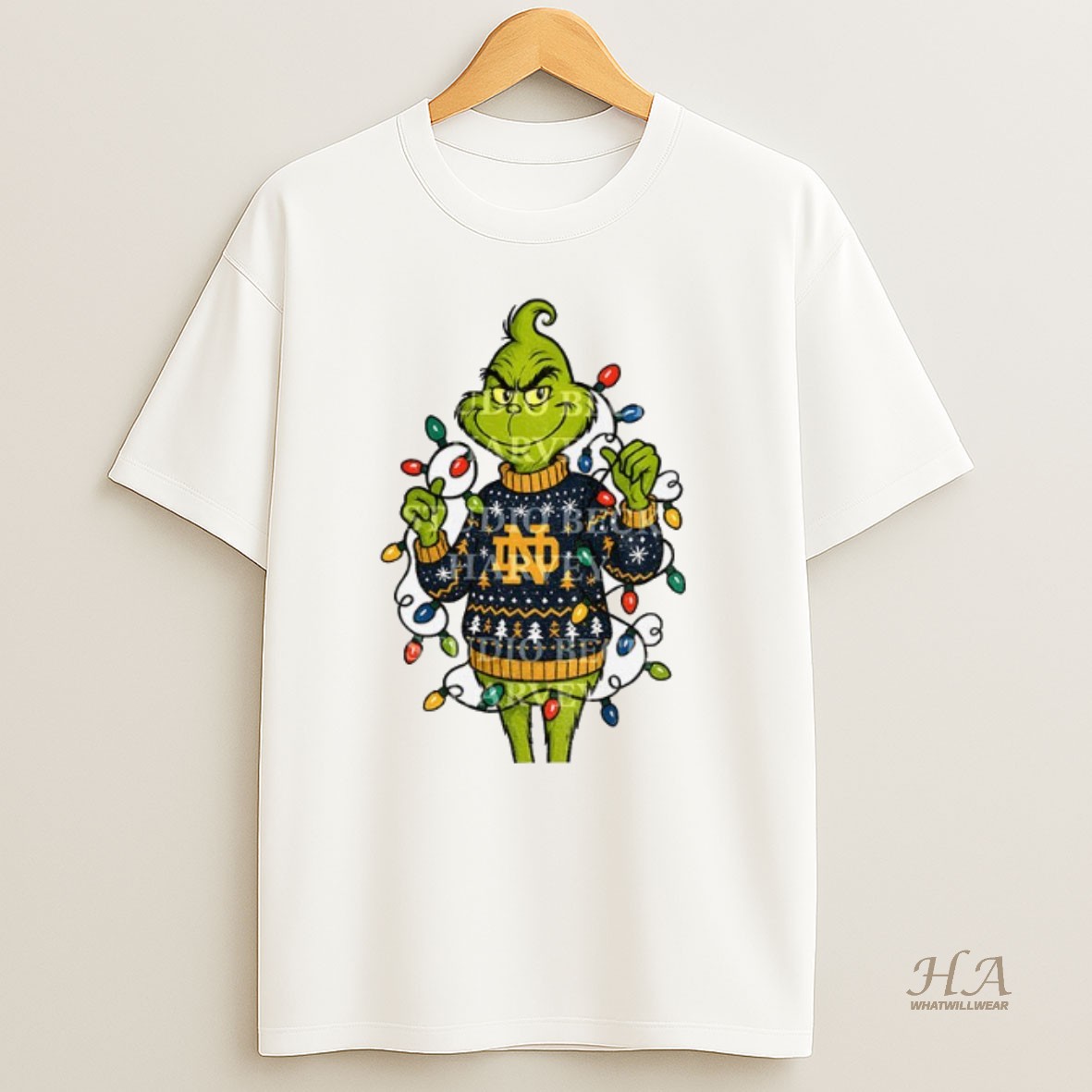 Official Notre Dame Grinch Christmas Light Shirt