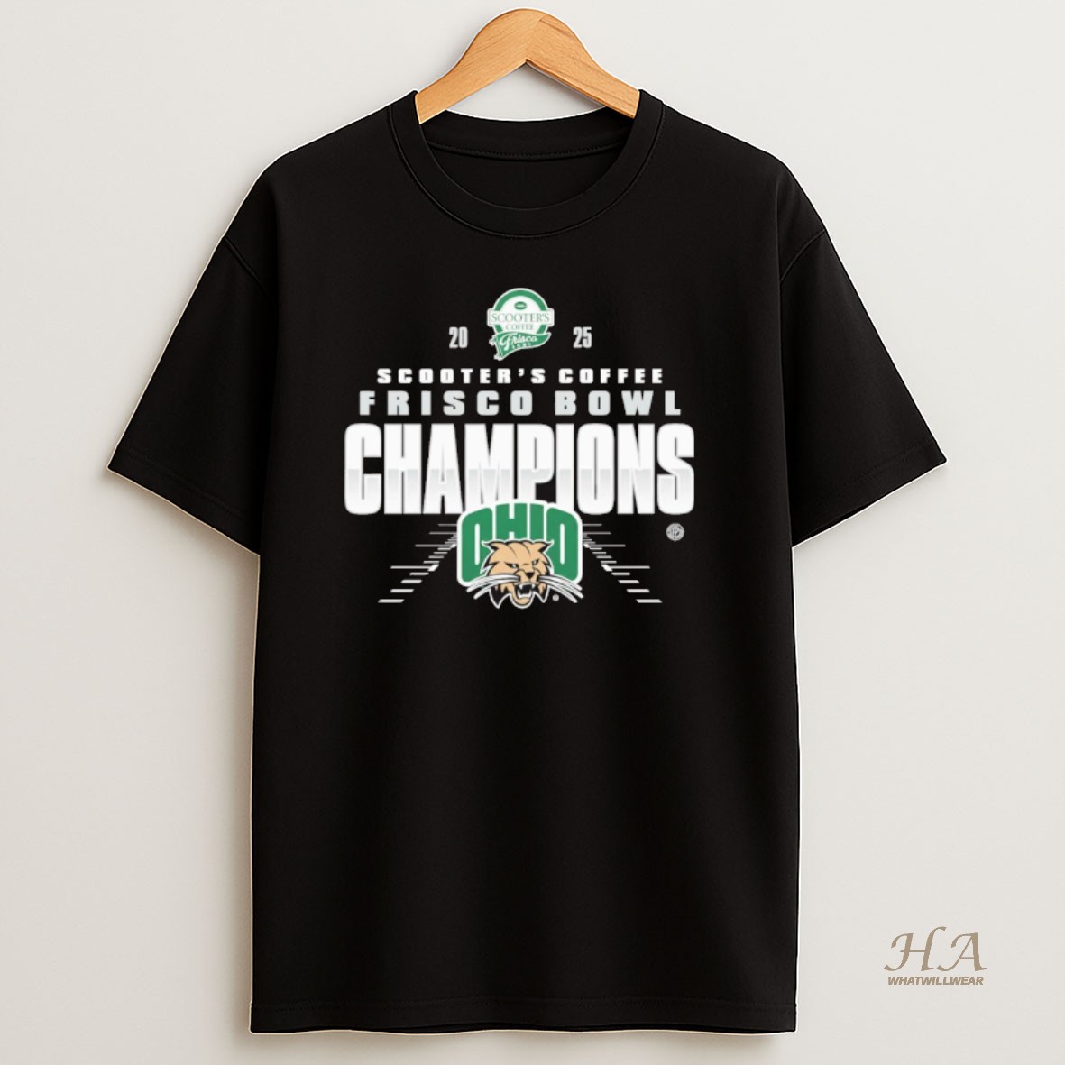Official Ohio Bobcats 2025 Scooters Coffee Frisco Bowl Champions T Shirt