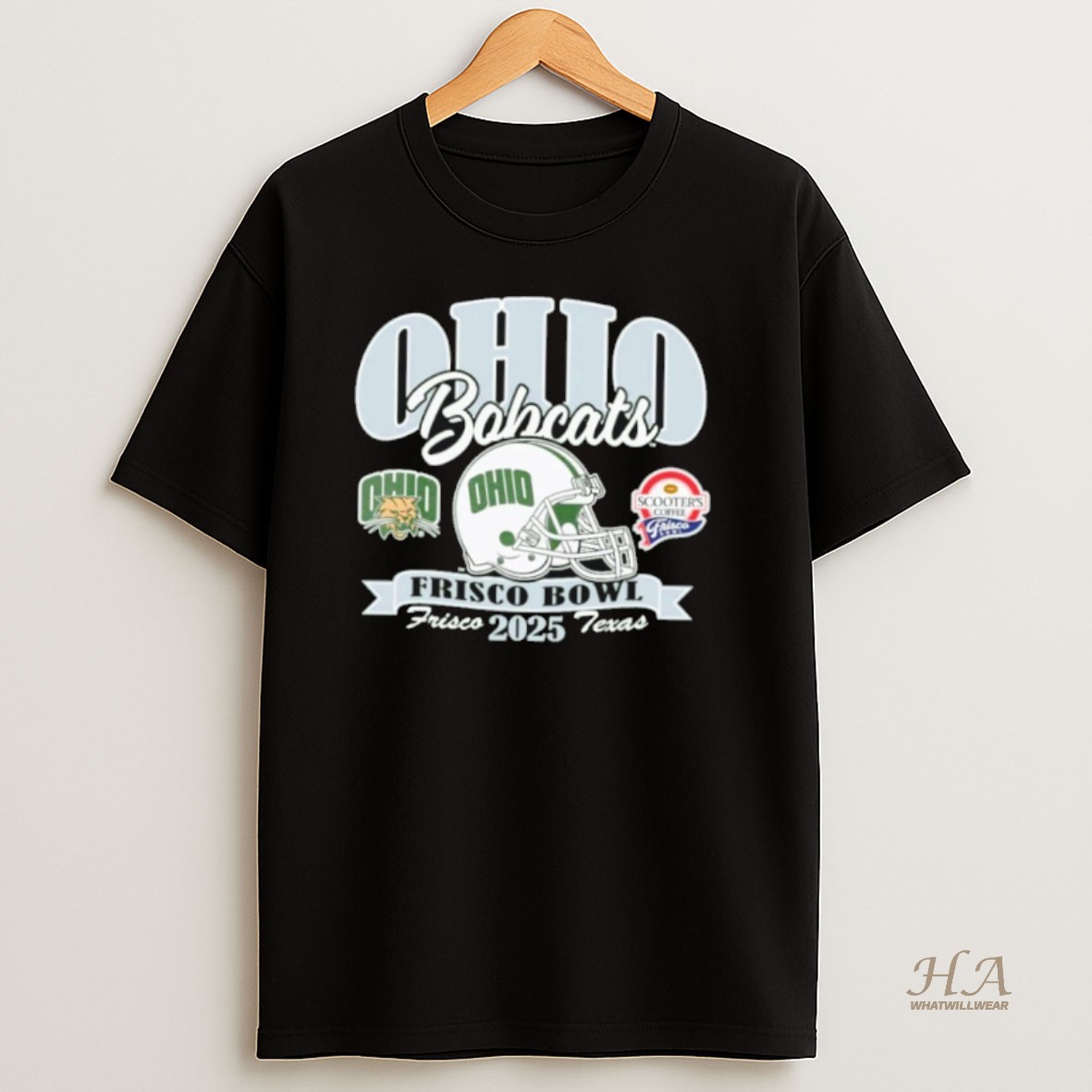 Official Ohio Bobcats 2025 Scooters Coffee Frisco Bowl Helmet Shirt