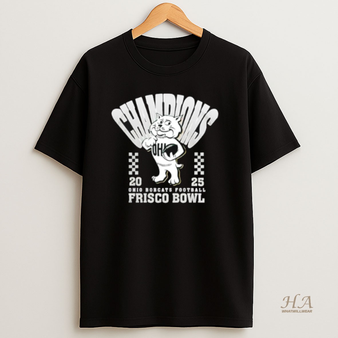Official Ohio Bobcats Frisco Bowl Champions 2025 Mascot T Shirt