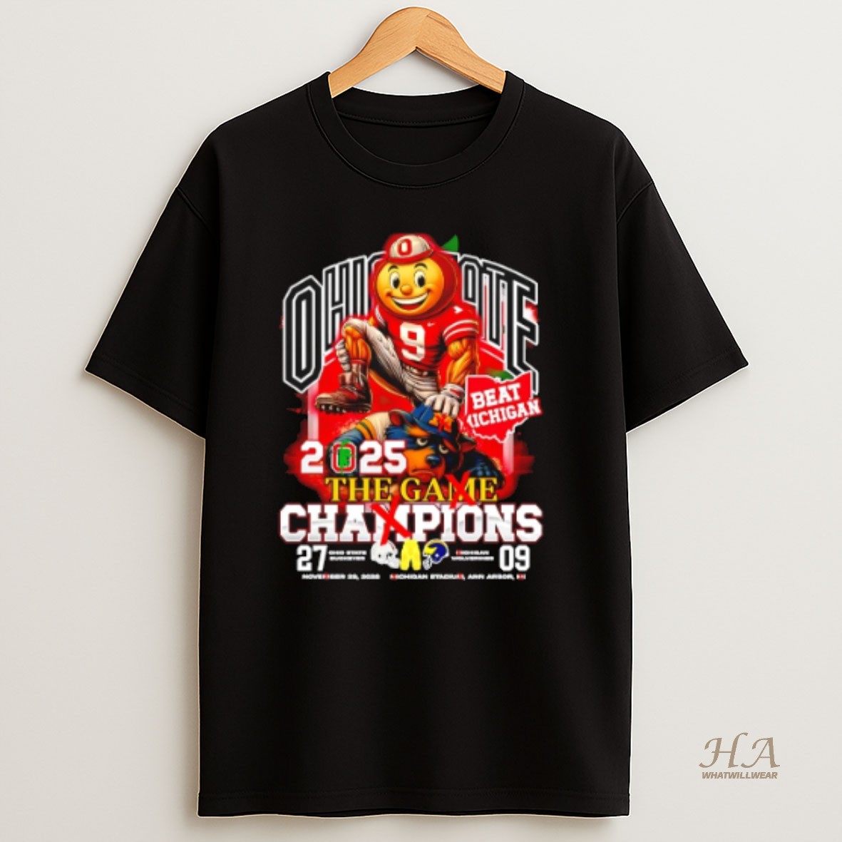 Official Ohio State Beat Michigan 2025 The Game Champions Mascot Shirt