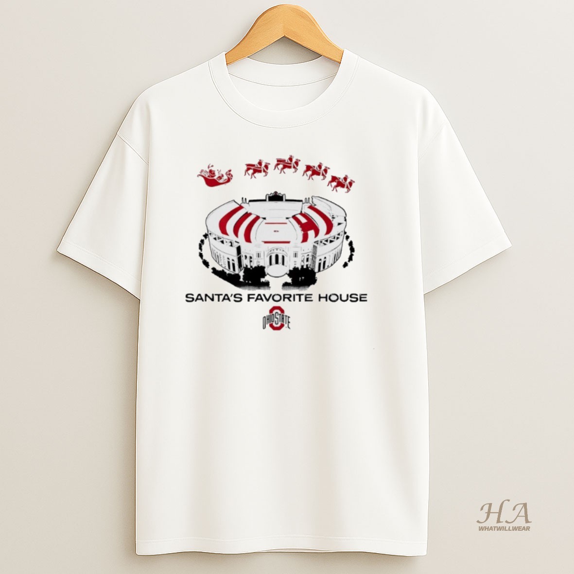 Official Ohio State Buckeyes Football Santas Favorite House Sleigh Shirt