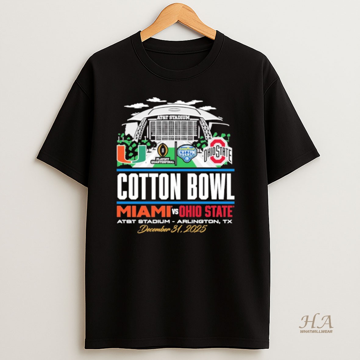 Official Ohio State Buckeyes Vs Miami Hurricanes 2025 Cotton Bowl Stadium Arlington Tx December 31 T Shirt