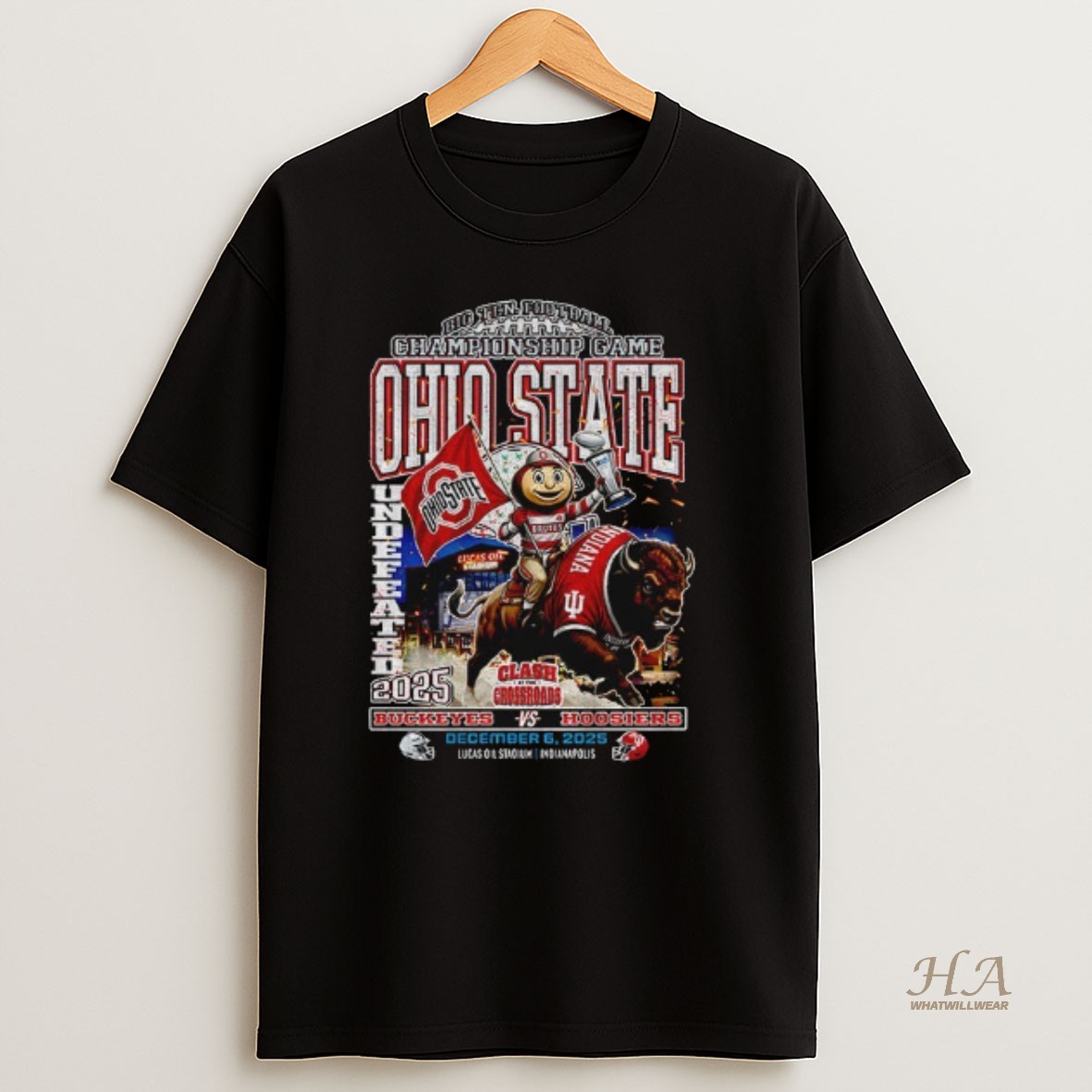 Official Ohio State Buckeyes Driving Indiana Hoosiers Football Mascot Big Ten Football Championship Game T Shirt
