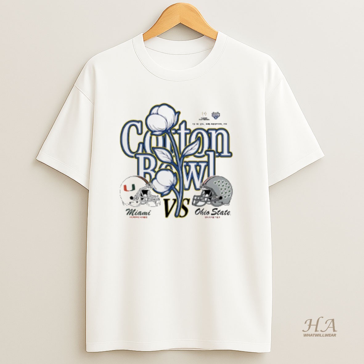 Official Ohio State Vs Miami 2025 Cotton Bowl Helmet Matchup T Shirt