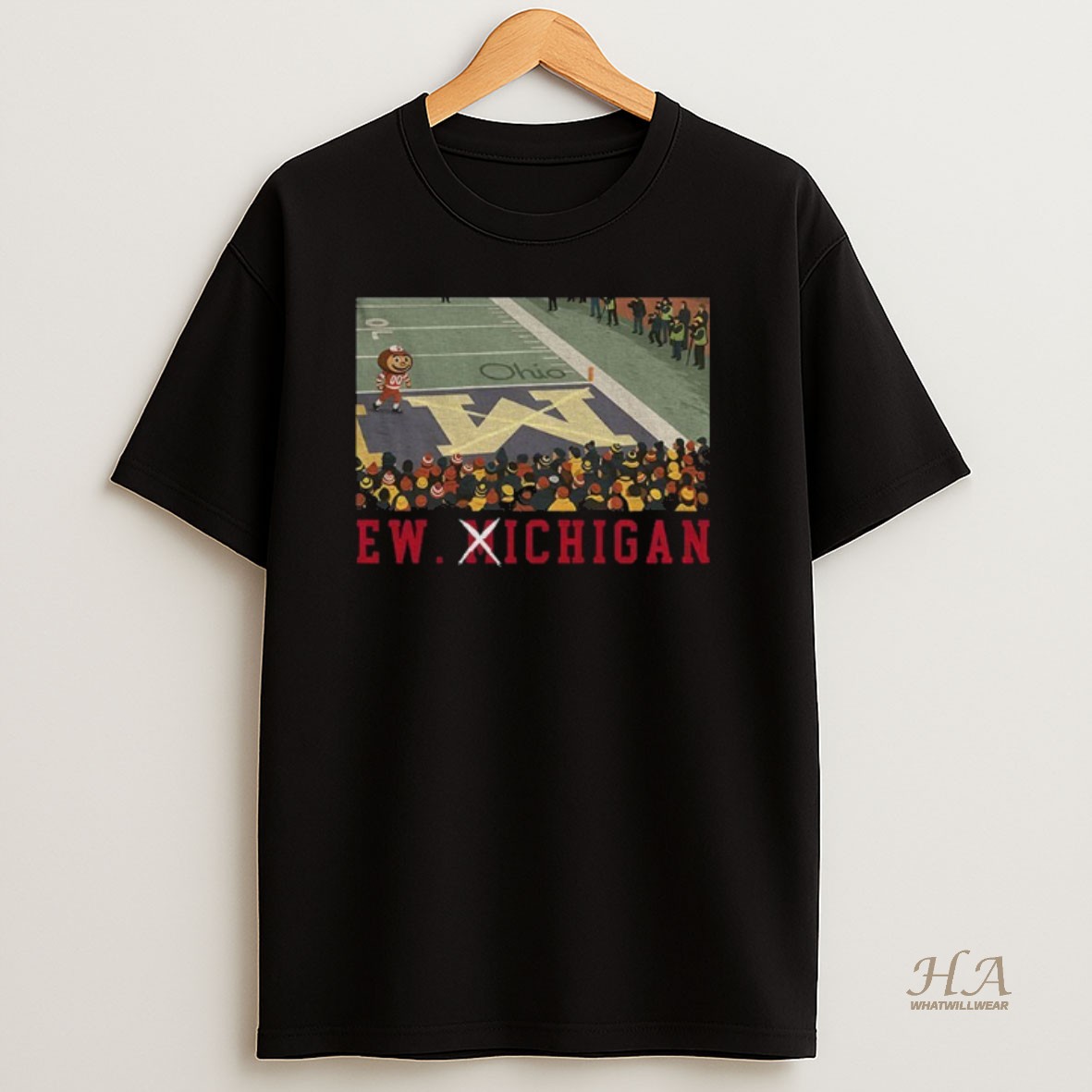 Official Ohio State Vs Michigan Rivalry Script Ohio Big M Parody Football Ew Michigan Shirt