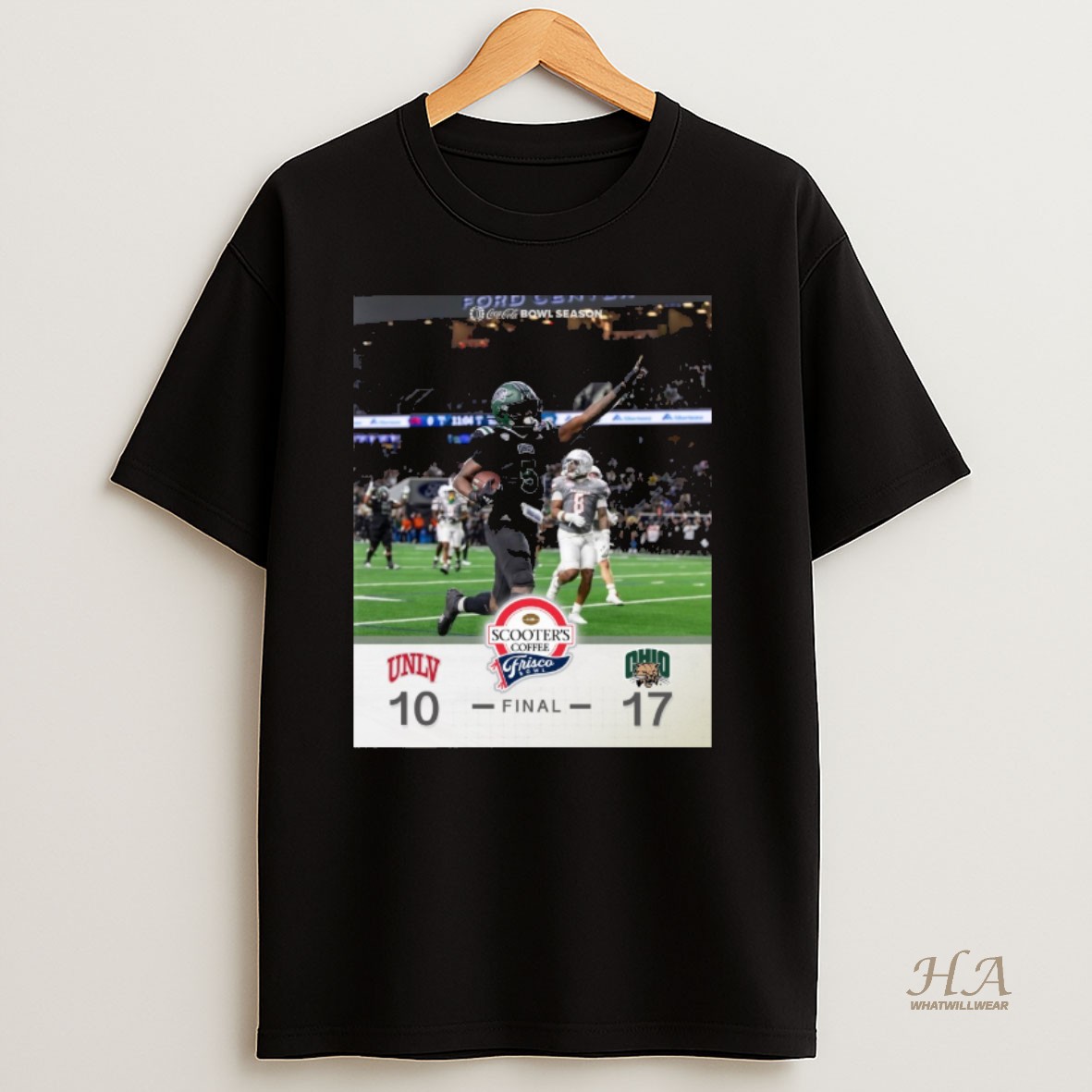 Official Ohio Defeated Unlv Rebels Final Score 17 10 2025 Scooters Coffee Frisco Bowl T Shirt