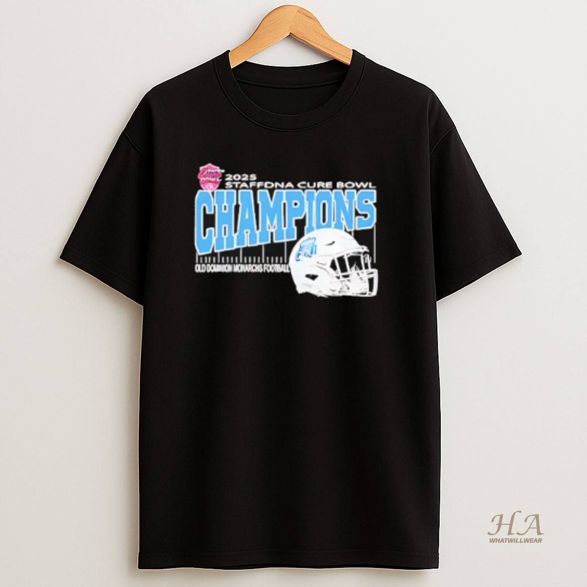 Official Old Dominion Monarchs 2025 Cure Bowl Champions Helmet T Shirt