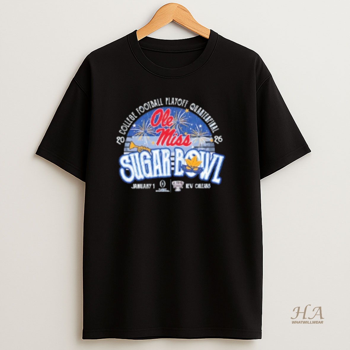 Official Ole Miss Rebels 2025 26 College Football Playoff Sugar Bowl Fireworks T Shirt