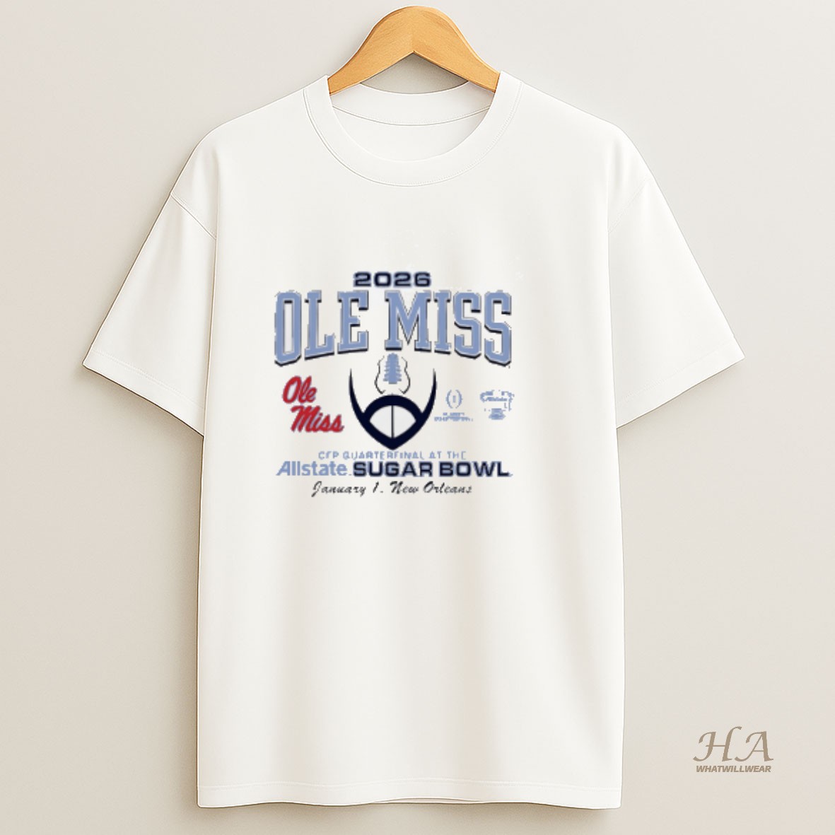 Official Ole Miss Rebels Football 2026 Sugar Bowl Bound T Shirt
