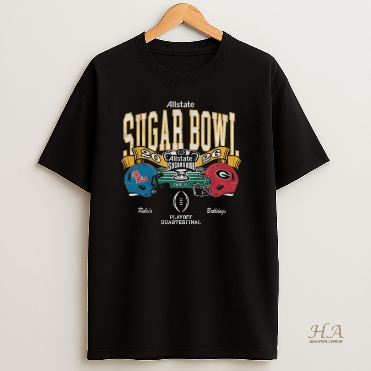Official Ole Miss Rebels Vs Georgia Bulldogs Allstate Sugar Bowl Playoff Quarterfinal T Shirt