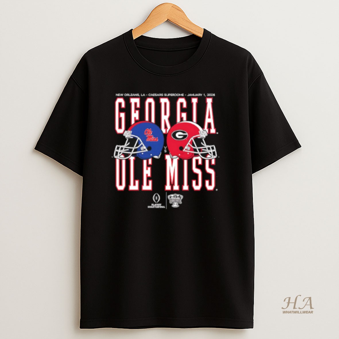 Official Ole Miss Vs Georgia 2026 Allstate Sugar Bowl Helmet Matchup T Shirt