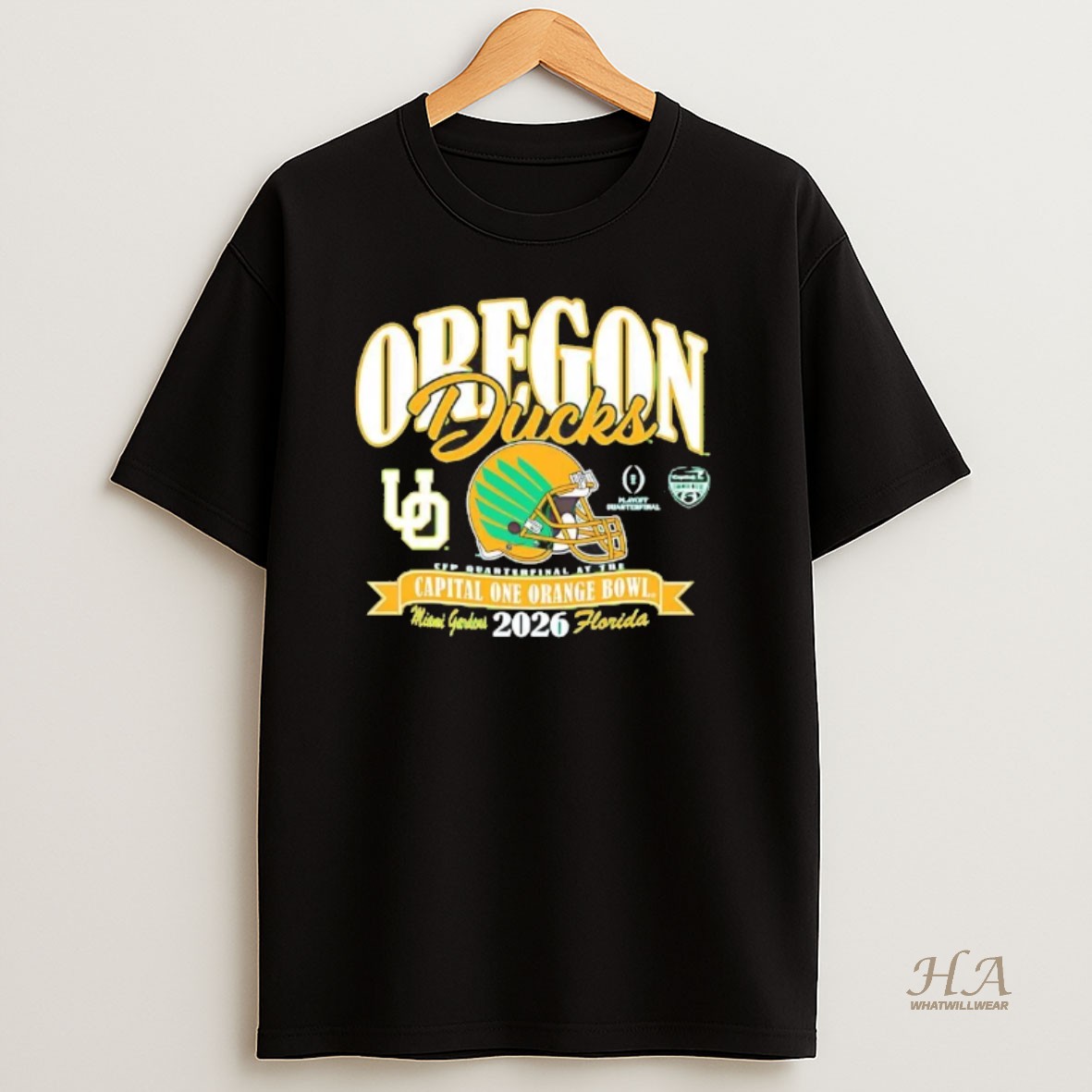 Official Oregon Ducks Cfp 2026 Capital One Orange Bowl Florida Helmet T Shirt
