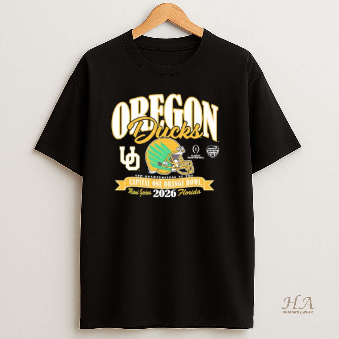 Official Oregon Ducks College Football Playoff 2026 Orange Bowl Helmet T Shirt