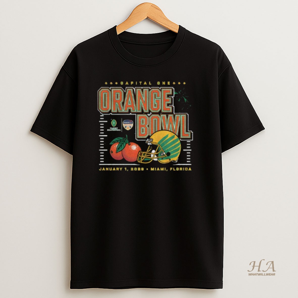 Official Oregon Ducks Football Helmet Capital One Orange Bowl 2026 T Shirt