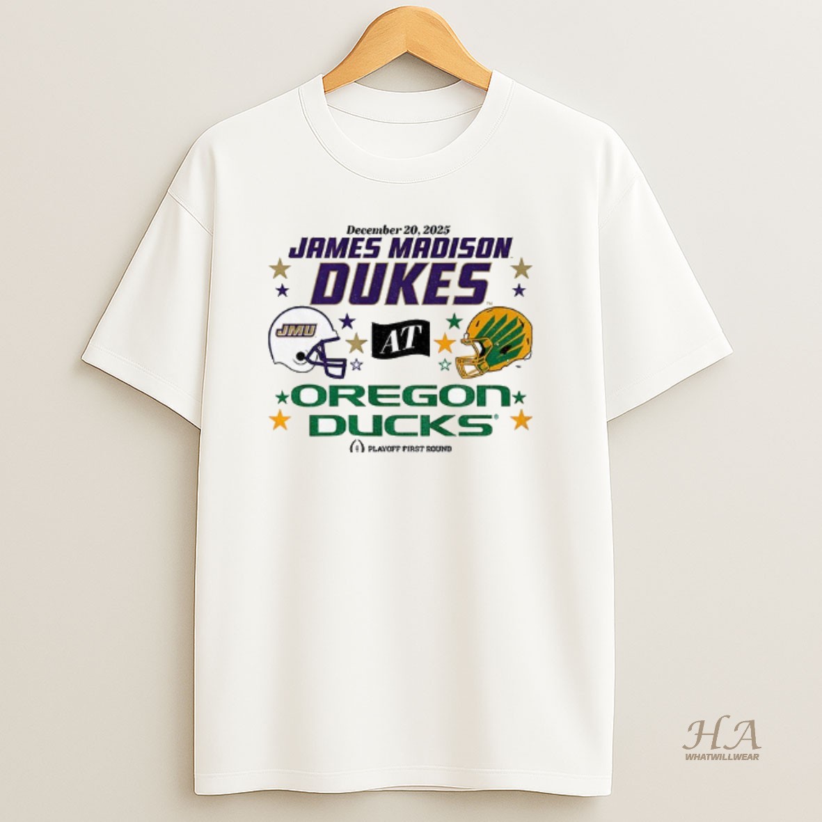 Official Oregon Ducks And Jmu Dukes 2025 Cfp First Round Matchup Shirt