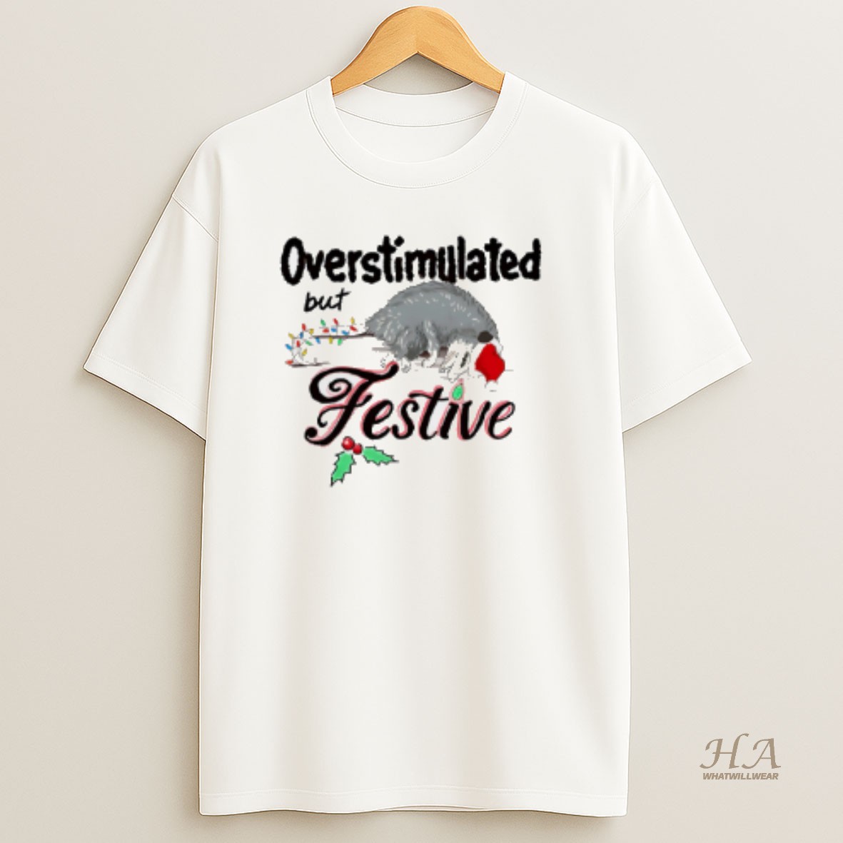 Official Overstimulated But Festive Rat Christmas T Shirt