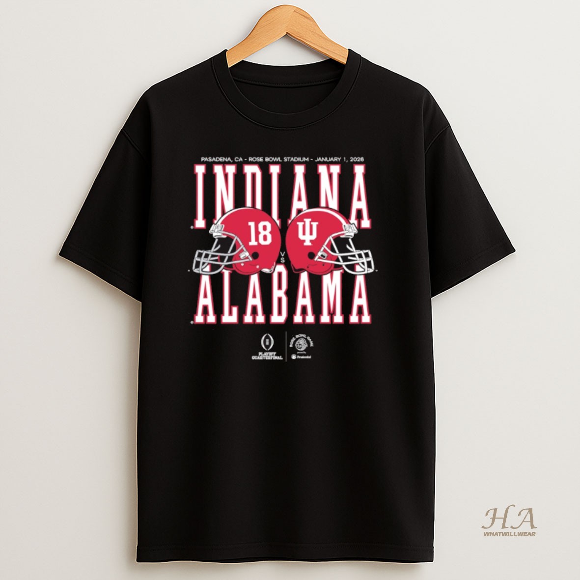 Official Pasadena Ca Rose Bowl Stadium January 1 2016 Alabama Crimson Tide Vs Indiana Hoosiers Football Helmet Rose Bowl Game T Shirt
