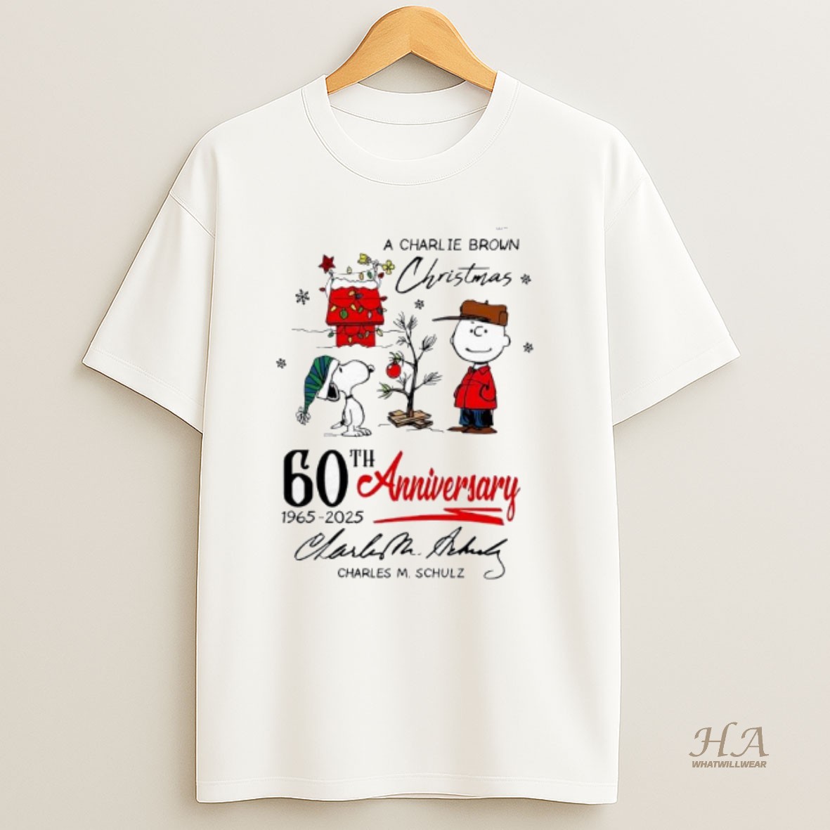 Official Peanuts 60th Anniversary A Charlie Brown Christmas Graphic T Shirt