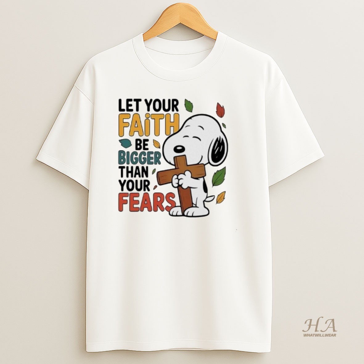 Official Peanuts Cross Let Your Faith Be Bigger Than Your Fears Shirt