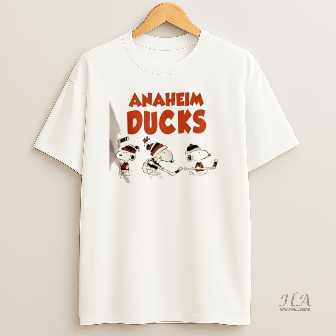 Official Peanuts Snoopy And Friends Team Anaheim Ducks 2 Sided T Shirt