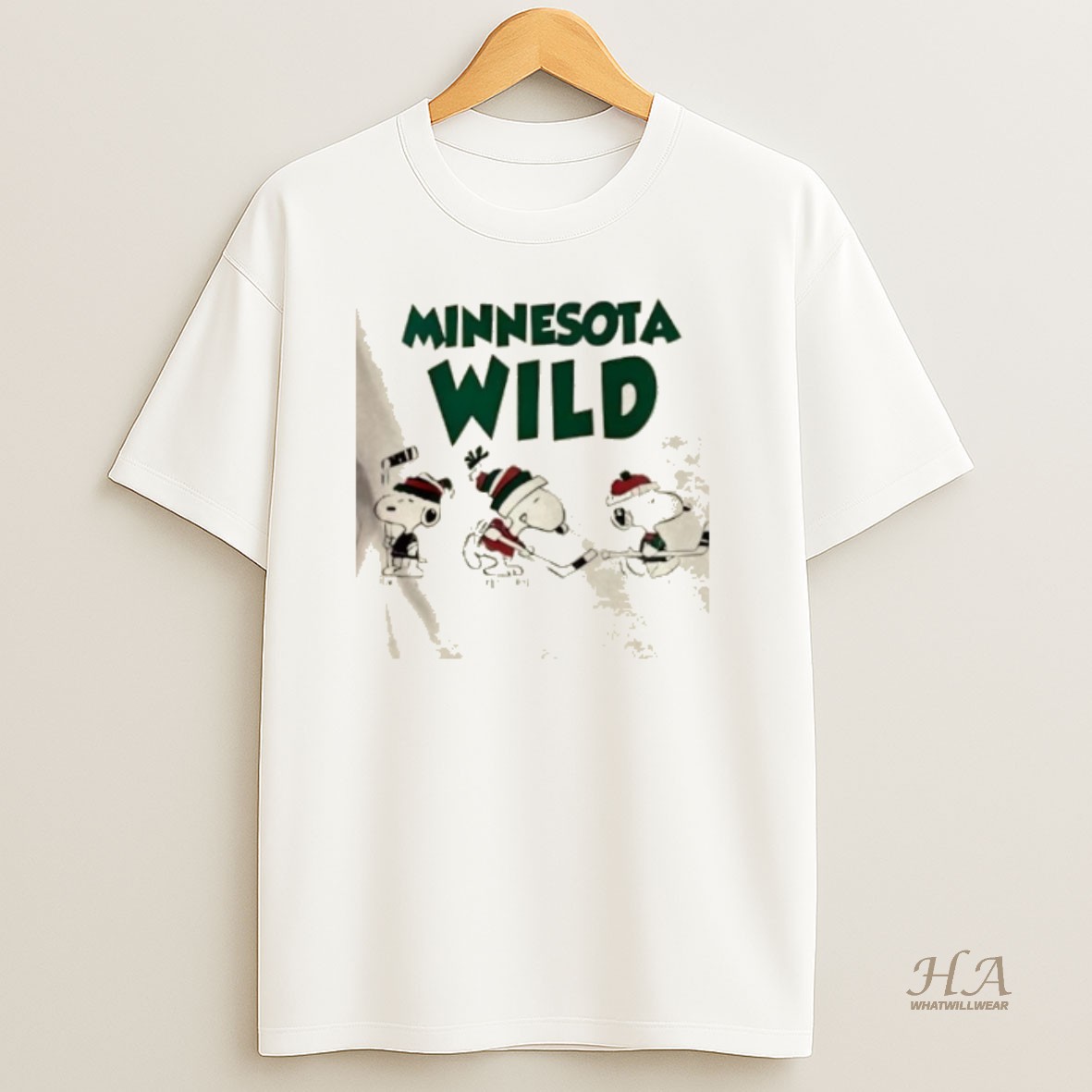 Official Peanuts Snoopy And Friends Team Minnesota Wild 2 Sided T Shirt
