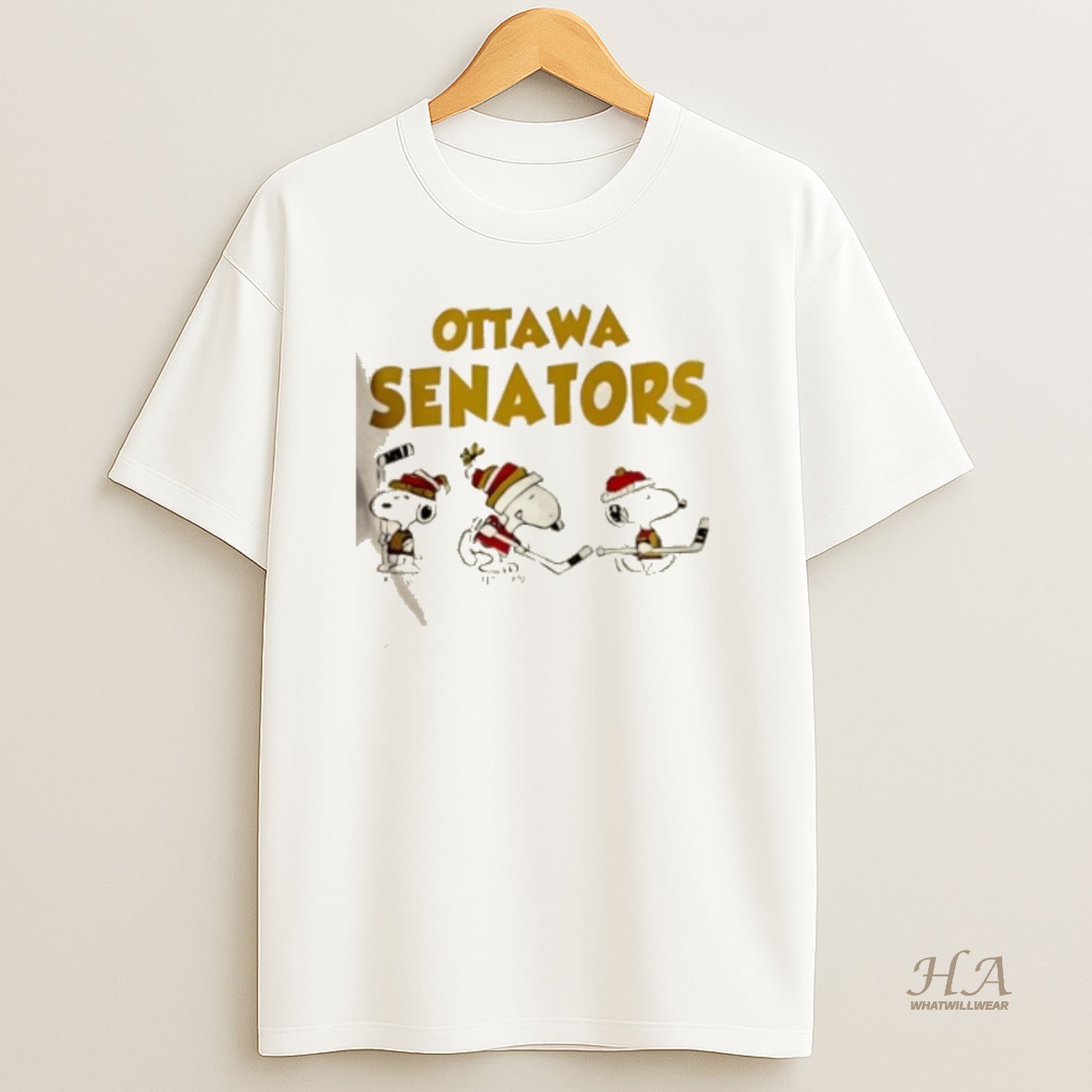 Official Peanuts Snoopy And Friends Team Ottawa Senators 2 Sided T Shirt
