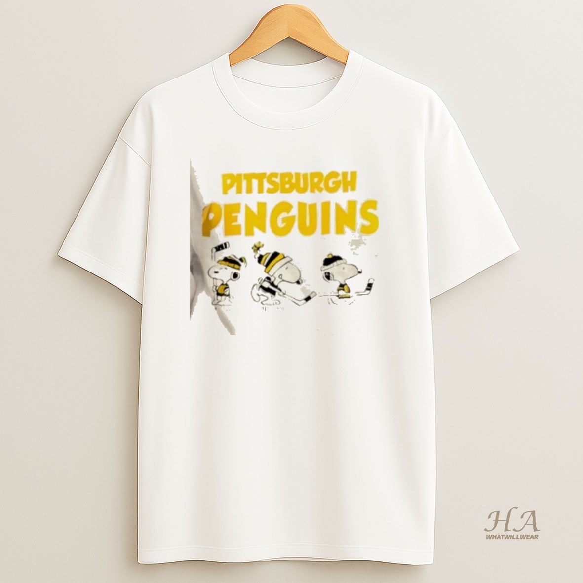 Official Peanuts Snoopy And Friends Team Pittsburgh Penguins 2 Sided T Shirt
