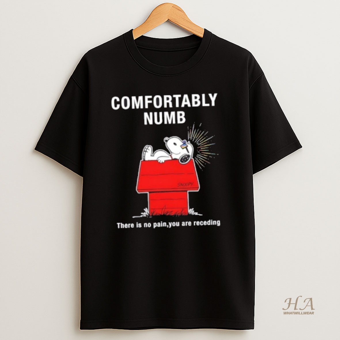 Official Peanuts Snoopy Confortably Numb There Is No Pain You Are Receding T Shirt
