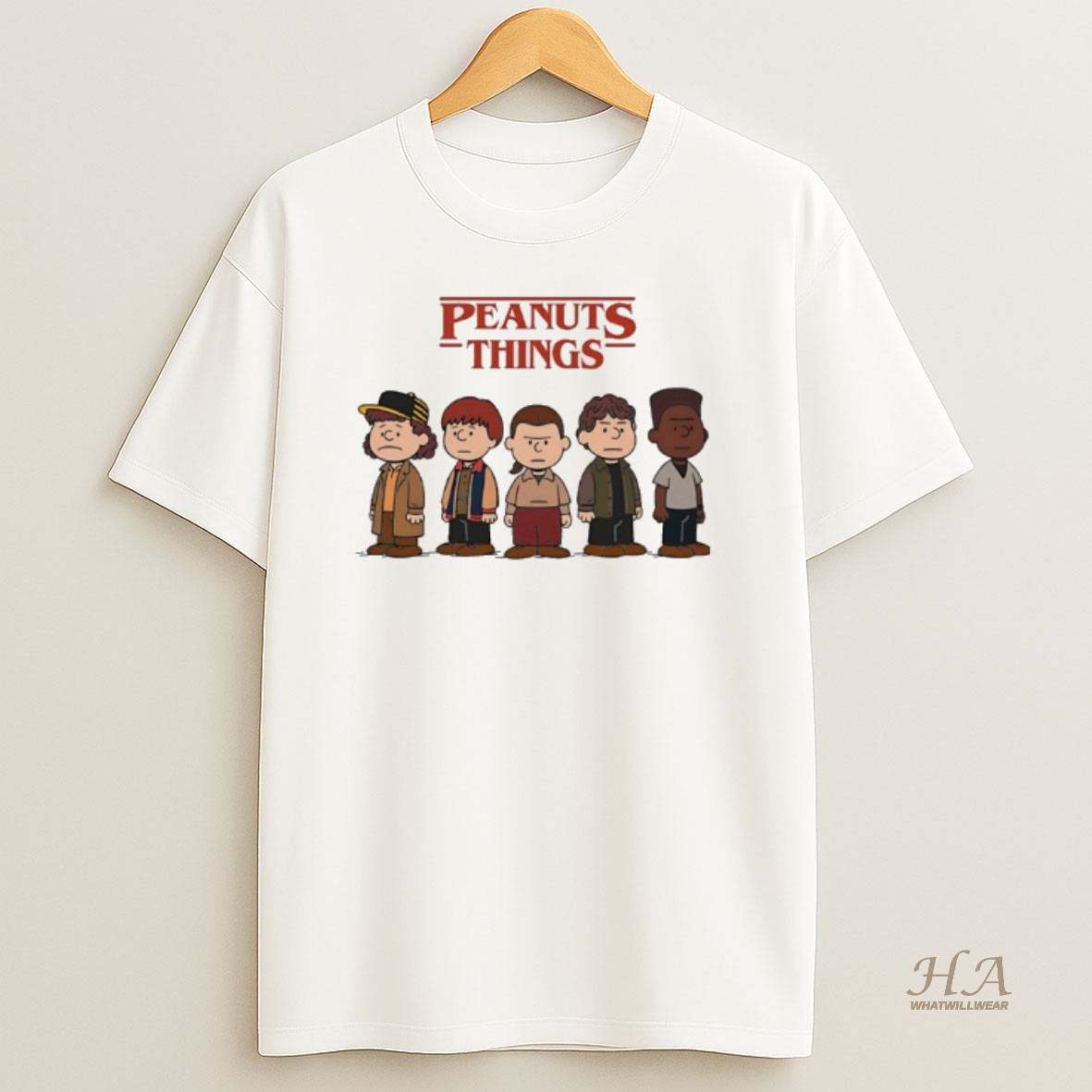 Official Peanuts X Stranger Things Cartoon T Shirt