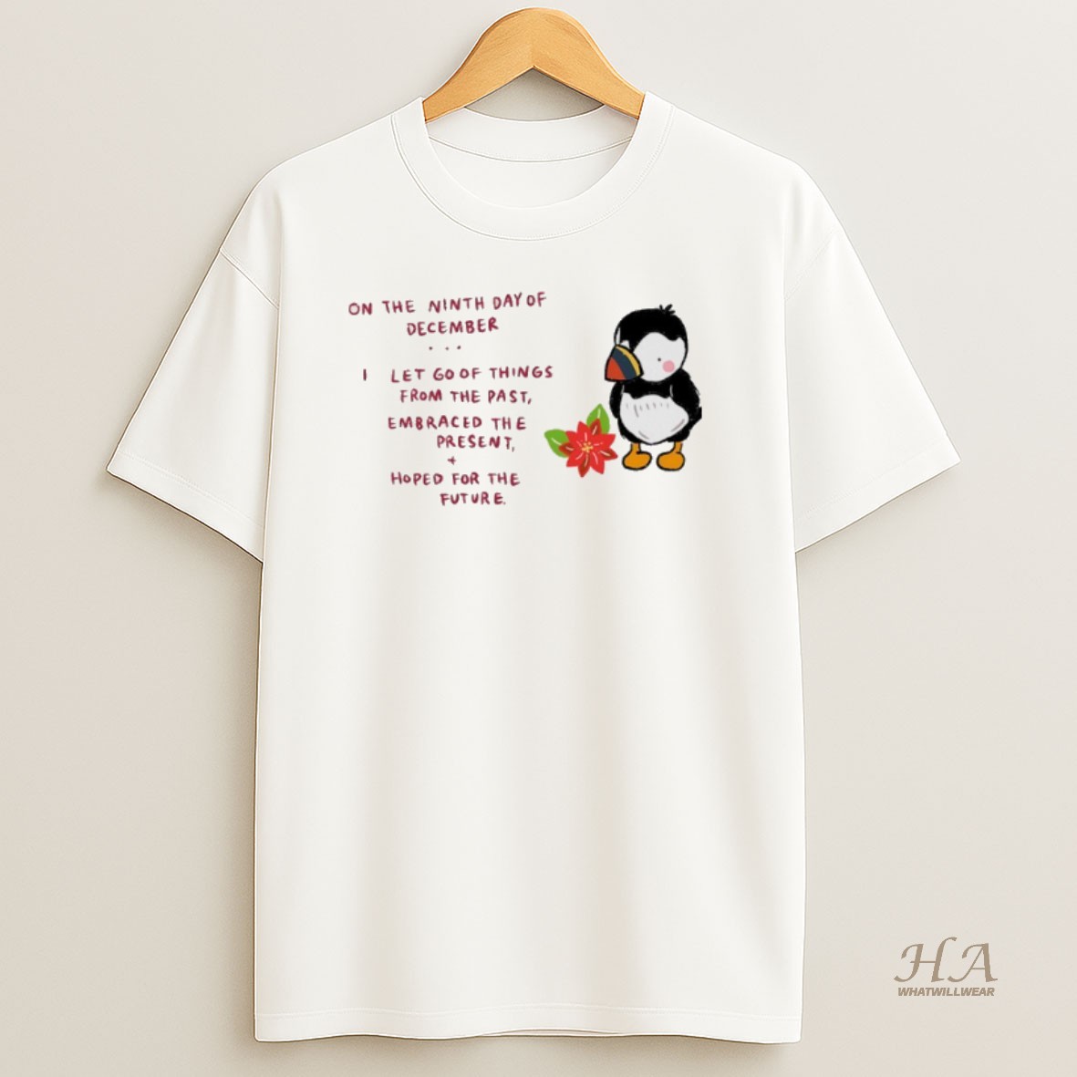 Official Penguin Christmas On The Ninth Day Of December I Let Go Of Things From The Past Shirt