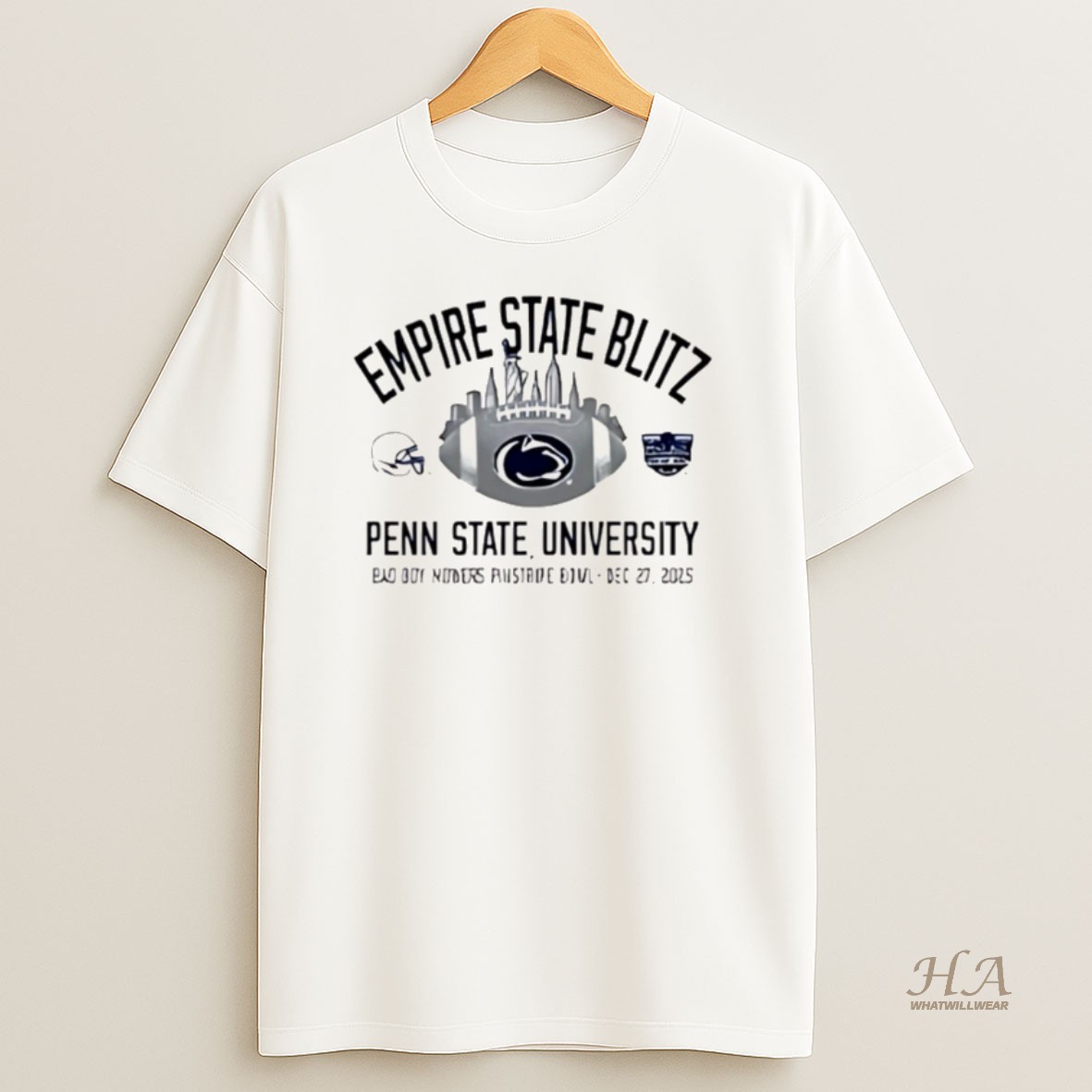 Official Penn State 2025 Pinstripe Bowl Empire State Blitz City Skyline Christmas Shirt