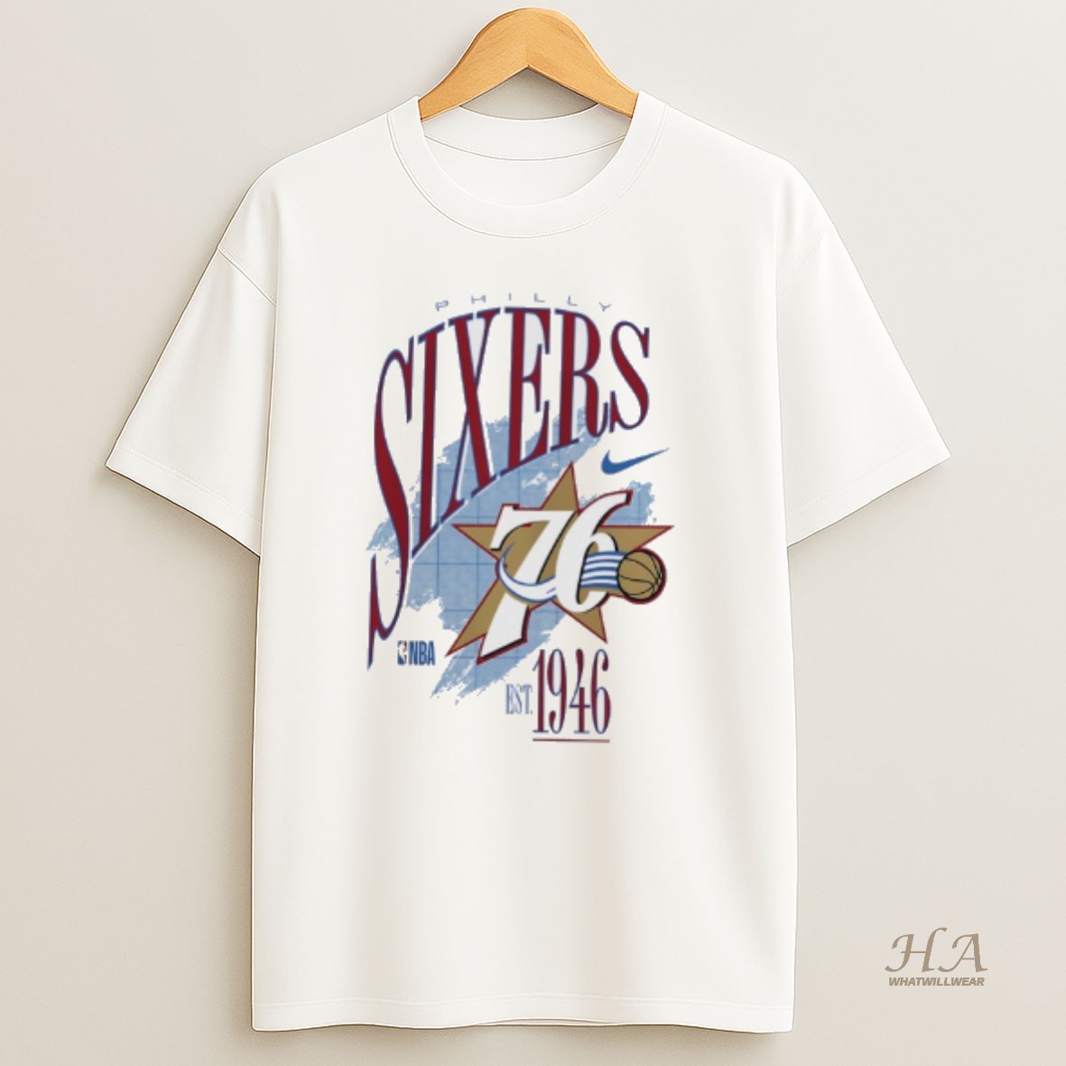 Official Philadelphia 76ers Nike Nba 1946 Hardwood Classics Champions T Shirt