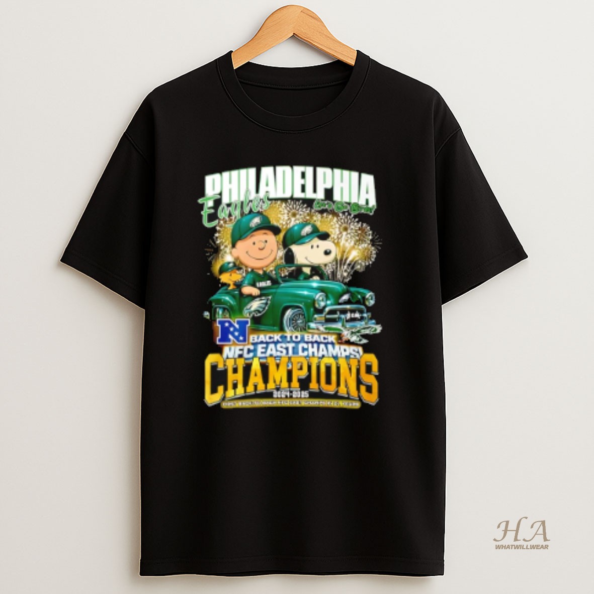 Official Philadelphia Eagles 2024 2025 Back To Back Nfc East Division Champions Snoopy T Shirt