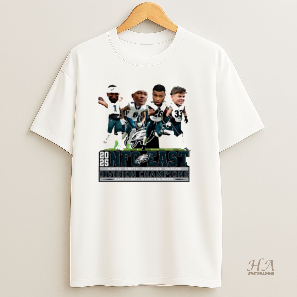 Official Philadelphia Eagles 2025 Nfc East Division Champions Back To Back Caricature T Shirt