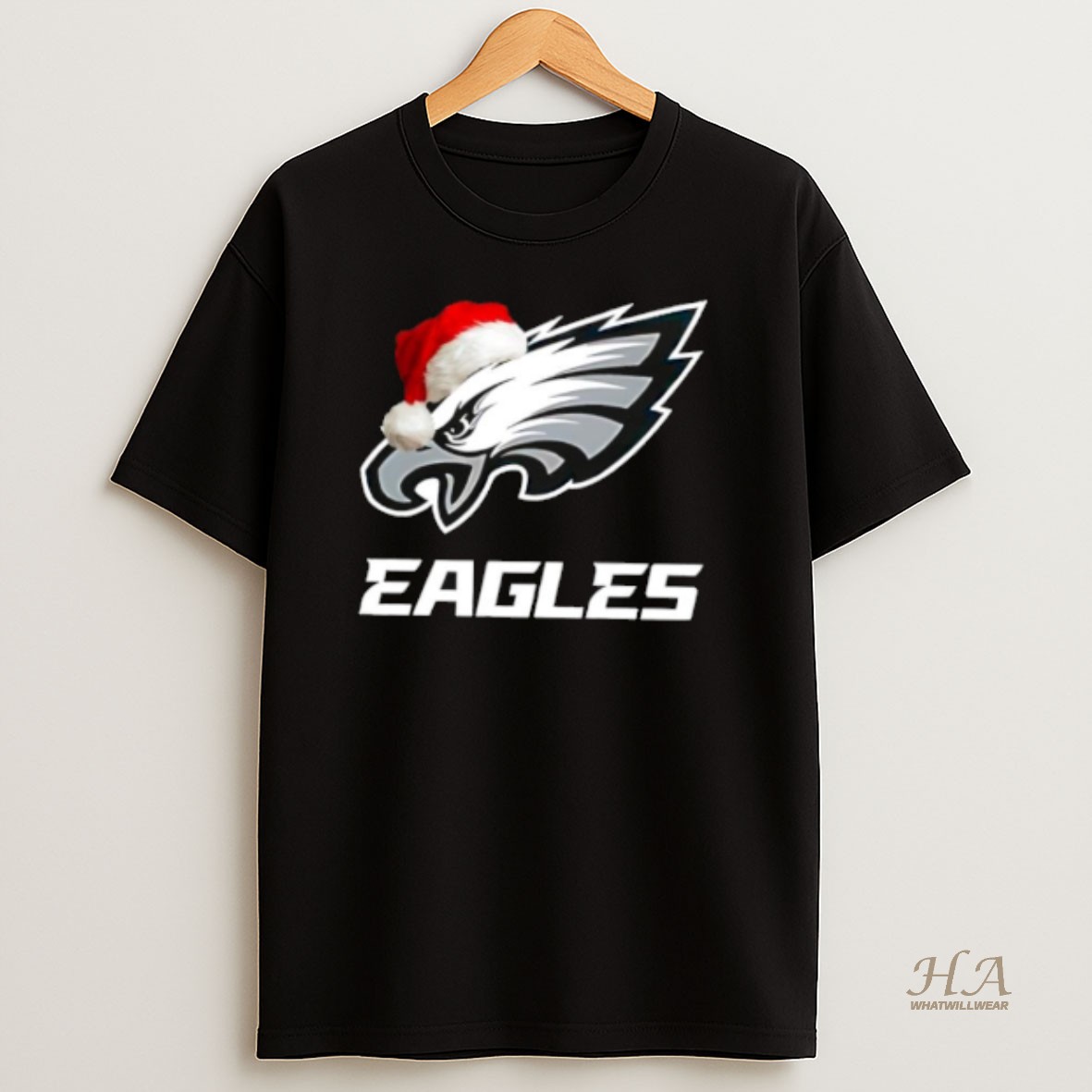 Official Philadelphia Eagles 2025 Santa Hat Logo Football Christmas T Shirt